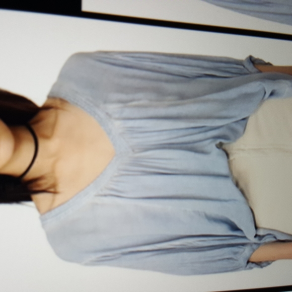 Free People Tops - Free People Blue flowy peasant blouse .